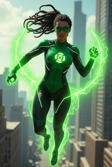 Lifeline from apex legends dressed as the green lantern flying