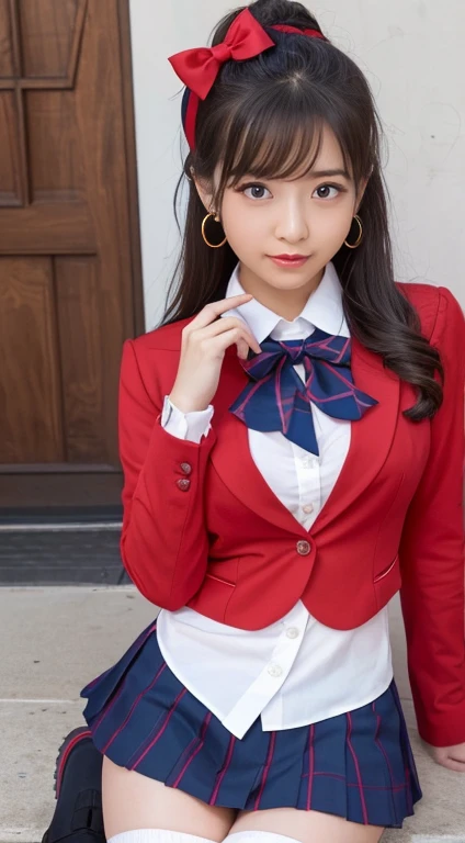 she is wearing the cutest high school uniform in the world.、age 25、the sculpture model is attractive, (one girl:1.hotos、photorea...