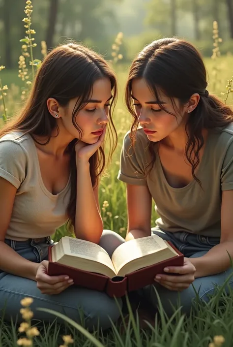 Study a book of the Bible and discuss applicable teachings. With friend two girls 