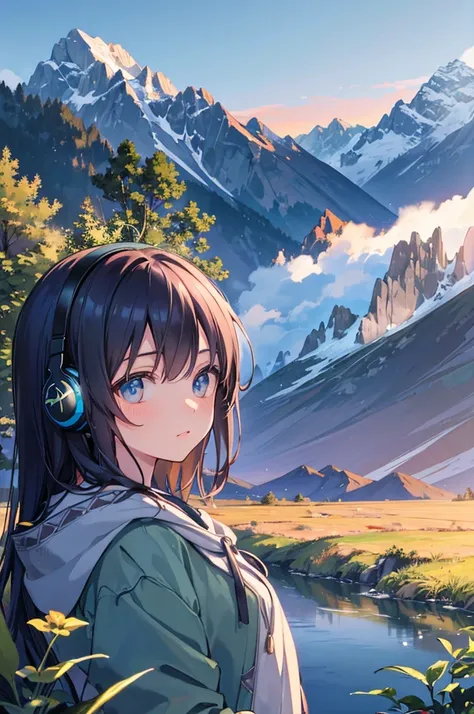 Illustration, styled by Makoto Shinkai, a beautiful anime-style forest landscape, detailed 8K wallpaper for mobile, detailed and vibrant colors, dramatic lighting, serene and peaceful atmosphere, intricate foliage, stunning sky with clouds, detailed rock f...