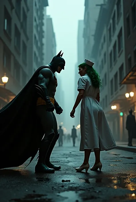 Batman goes after the Joker to save the nurse 