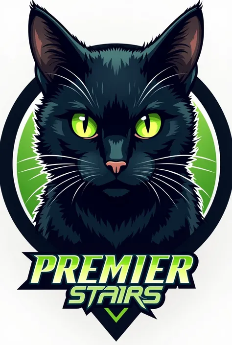 Escudo de soccer team, soccer team, Circular, black cat on the side, with green eyes, orange comet “Premier Stars”, Of course, png