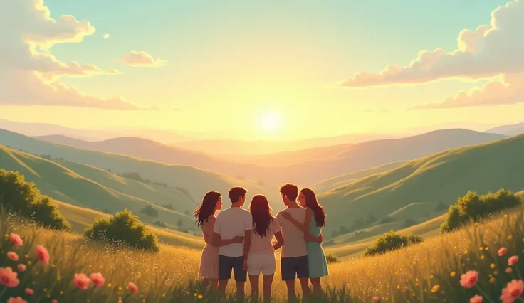 a beautiful landscape, looking at the horizon, with good company, good friendship, environment with people