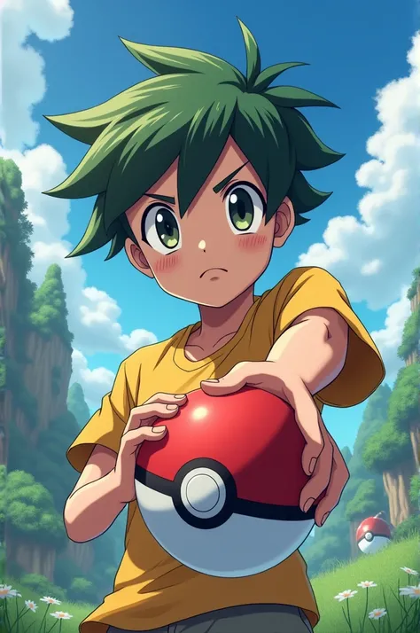 Anime boy holding a pokeball