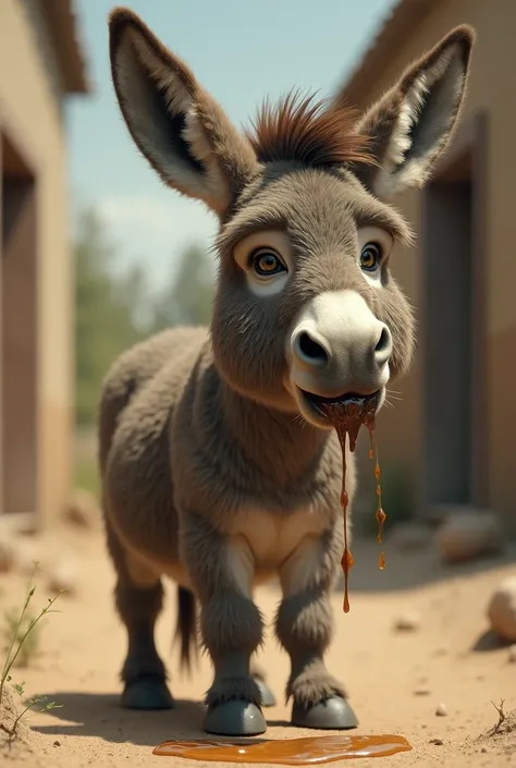 Create an image of a donkey talking oily