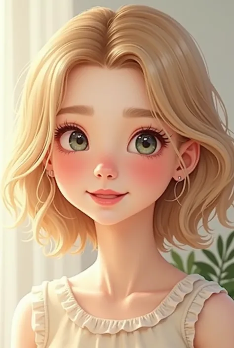 blonde teen face base cute draw, with front and side 
