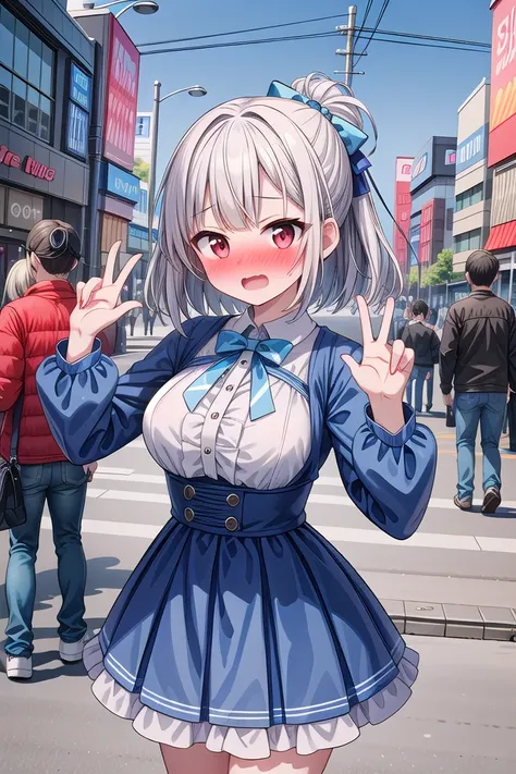 insanely detailed, absurdres, ultra-highres, ultra-detailed, best quality,
1 girl, solo, nice hands, perfect hands
BREAK
(blue theme:1.3), (wearing harajuku-style coordinate),
shame, embarrassed, open mouth, wavy mouth,
dynamic pose, cowboy shot, looking a...