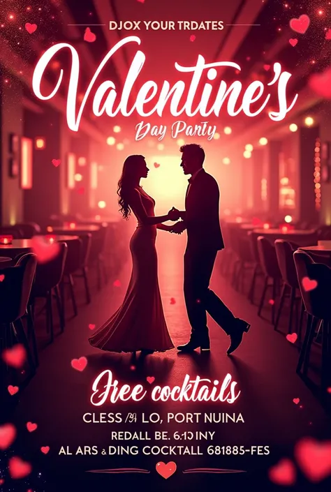 Valentine&#39;s Day Party Flyer Free Cocktails 