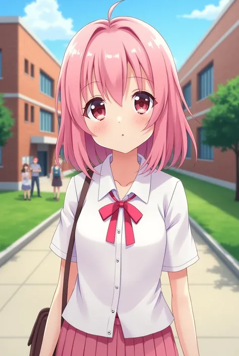  anime high school girl with pink hair 