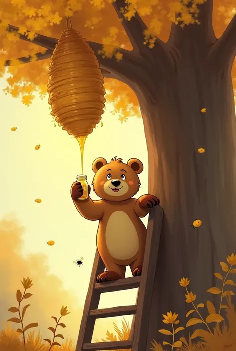 Ek bhalu hai chota sa pyara sa uska naam ballu hai vo halke yellow aur brown colour ka hai uski naak thodi kaali hai vo  hai ballu ki mummy bhi ek bear hai unka colour halka yellow hai ".11. Bablu Collecting the Honey to the large tree 
Now at the top of t...