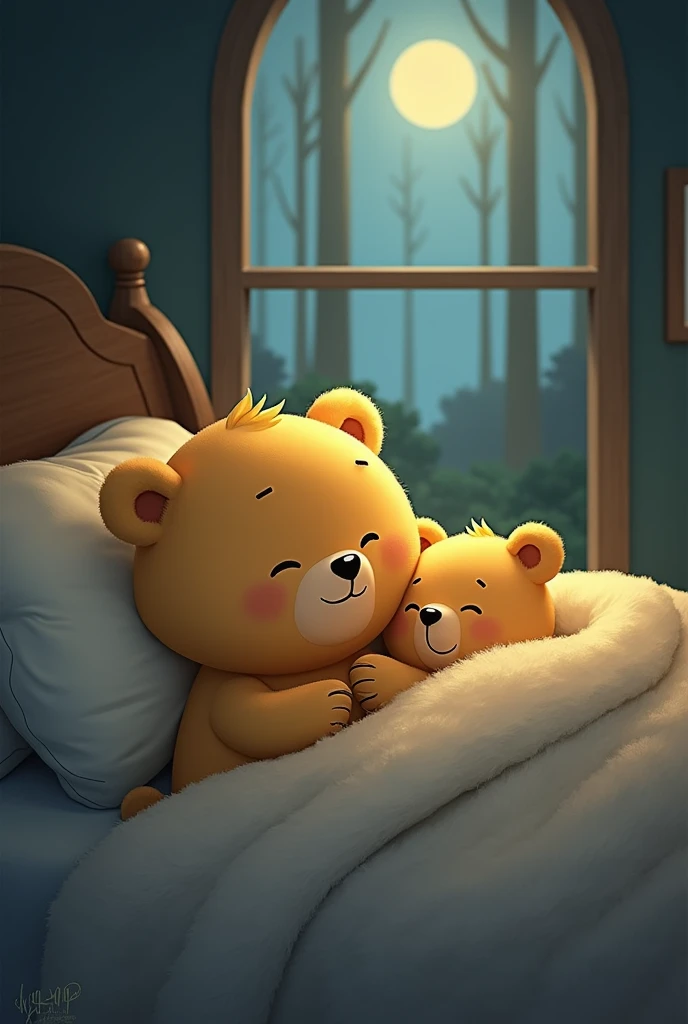 Ek bhalu hai chota sa pyara sa uska naam ballu hai vo halke yellow aur brown colour ka hai uski naak thodi kaali hai vo  hai ballu ki mummy bhi ek bear hai unka colour halka yellow hai "15. Bablu Going to Sleep After His Adventure
After a long day, Bablu c...