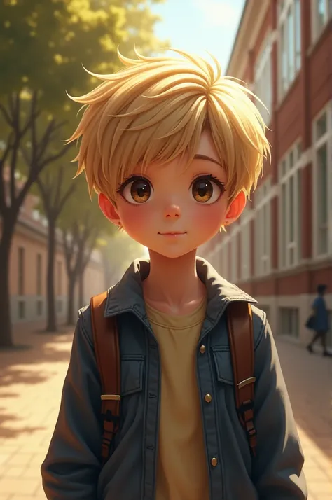  blond boy with brown eyes Michael left school 