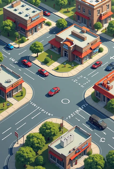 Draw Three Parallel Streets: Label them Street A, Street B, and Street C.
Draw an Intersection Street: Make it perpendicular to the three parallel streets.
Place the Hospital and School:
On one side of the intersection, place the Hospital.
On the opposite ...