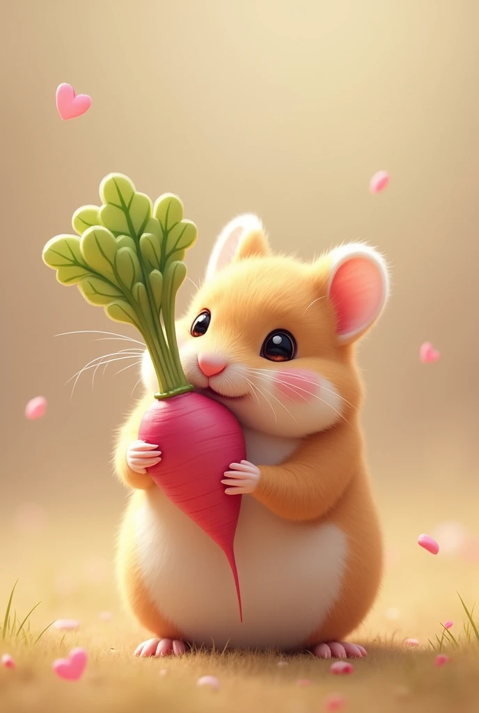 Radish in hamsters hand