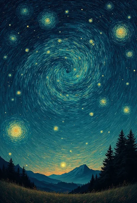 Create a picture of just a starry sky inspired by Van Gogh
