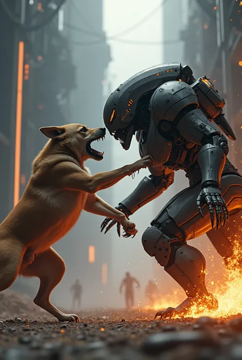 Dog attacks robot