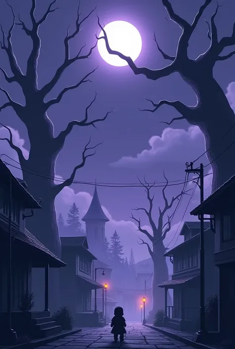 Lavender town at night from Pokemon