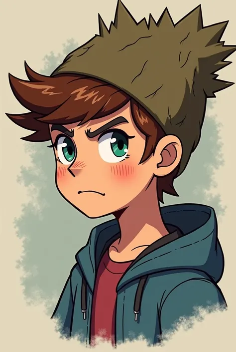 Make an image of dipper pines from the 2010s animated show gravity falls as a  in the same art style. For reference this would be the same age as Wendy and her friends in the show