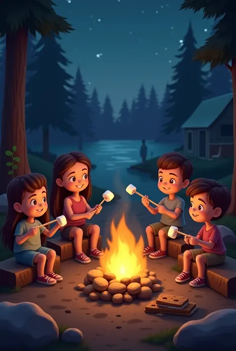 Smores campfire in camp