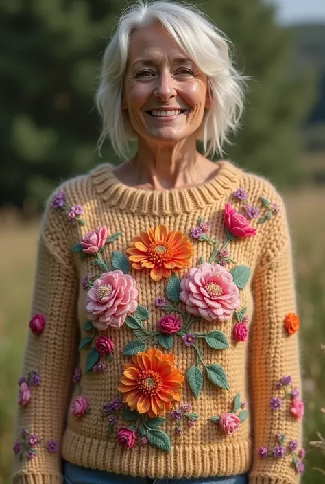 Sweater with flowers and flowers on the sides