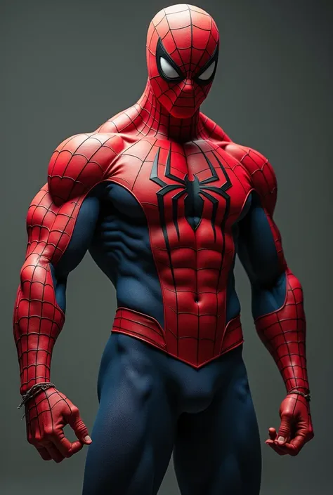 Muscular Spiderman showing his erect penis naked 