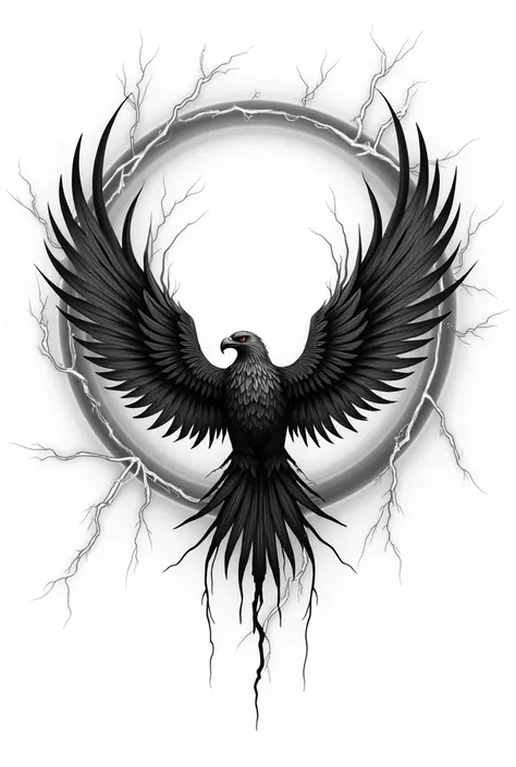 tattoo inspiration white bakcground zeus inspired. Lightning and eagle inside a circle