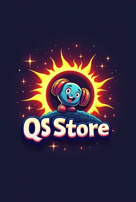 Qs store very animated with the reference of an eclipse make the logo