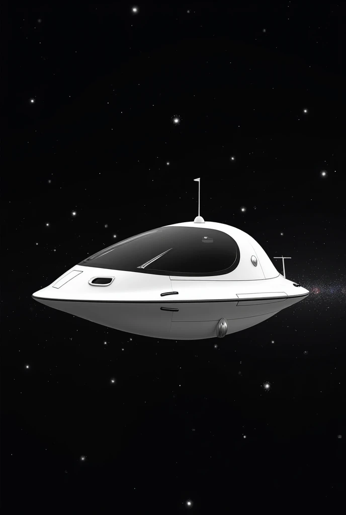 Draw a cute black and white spaceship to color 