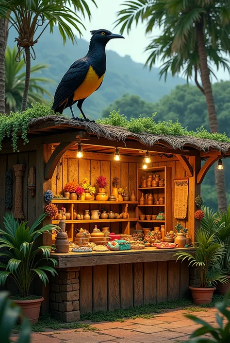 make me a booth stall about alcoy cebu, include the bird black shama