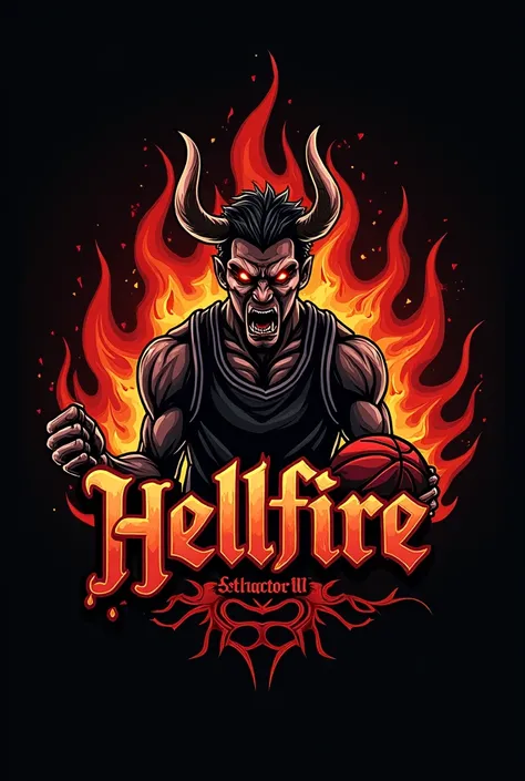 Crie a logo de um time de basquete com o nome hellfire basketball club