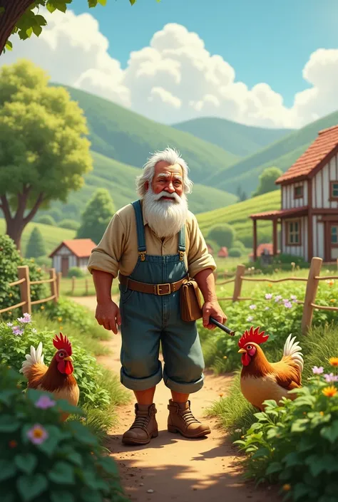 Once upon a time, in a small village, there was a farmer named Sam. He worked tirelessly on his modest farm, growing vegetables and raising chickens. Each morning, Sam would rise with the sun, tending to his crops and caring for his aanimals 