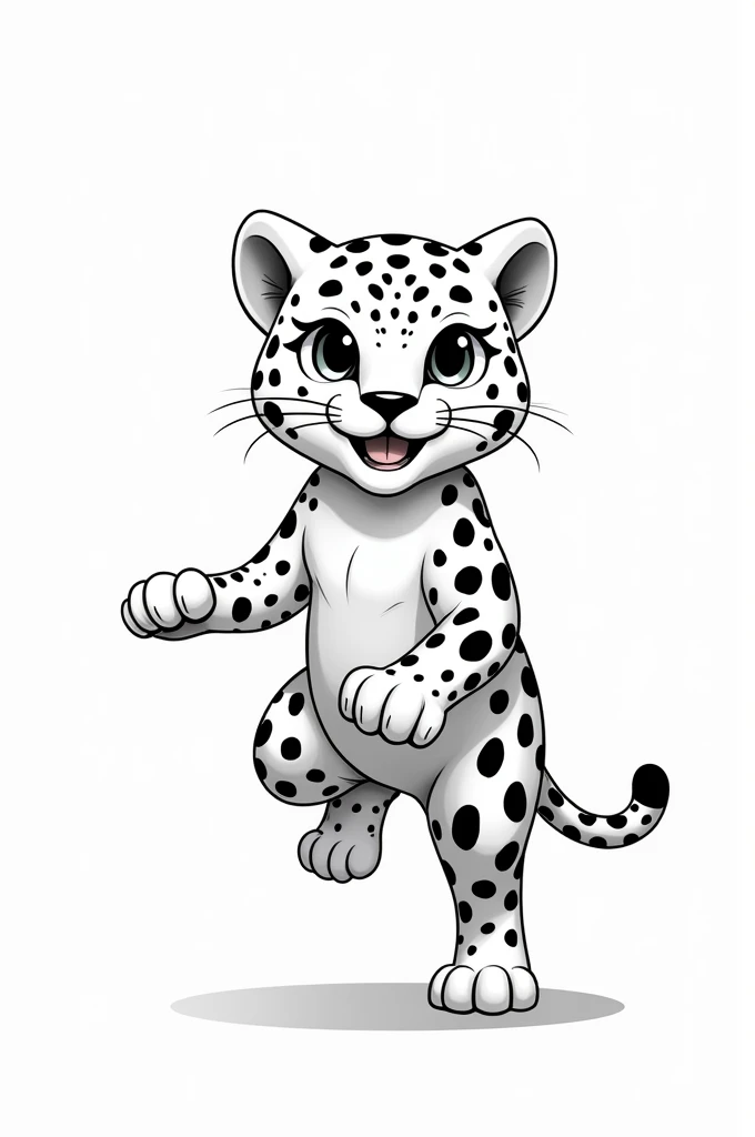 Draw a cute jaguar in black and white style to color 