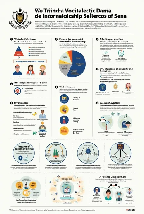 create an infographic with the following information Infographic: Contextualización del sena

1. ¿Qué es el sena?

The National Apprenticeship Service (sena) It is a public establishment with administrative autonomy, attached to the Ministry of Labor.
Miss...