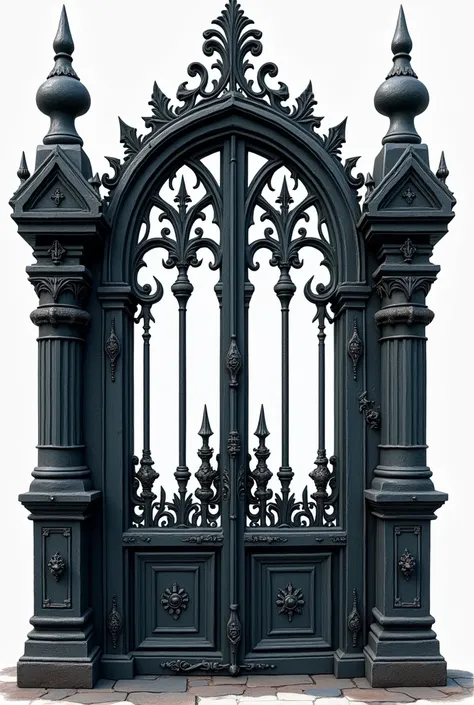 iron gate gothic metallic transparent background vector realistic