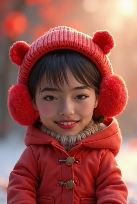 Chinese girl, 2, wearing red ear miff