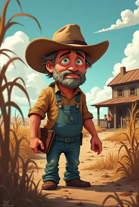 

 2d cartoon One season, a drought struck the region, and the crops began to wither. Worried about his livelihood, Sam refused to give up. He spent nights studying old farming techniques and consulted with neighboring farmers. 