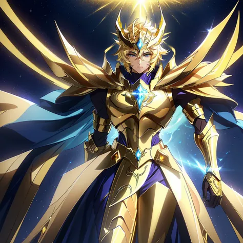 araffes in a golden armor standing in front of a planet, unreal engine render saint seiya, gold paladin, light gold armor, angelic golden armor, golden armor, golden armor wearing, gold sci - fi armour, gold armor, gilded shiny armour, the golden cat armor...