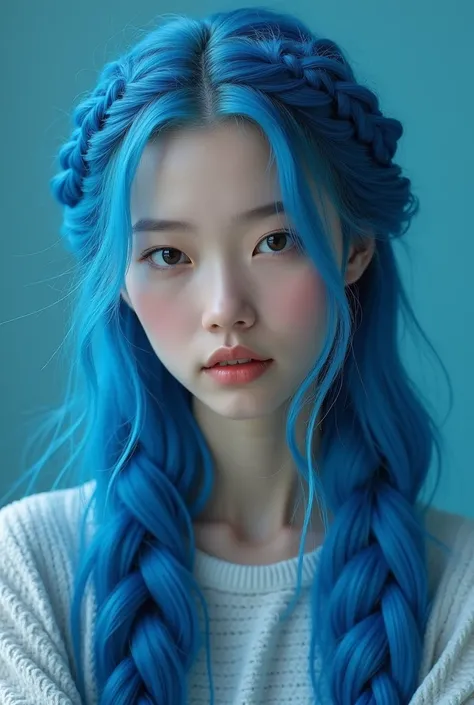  blue hair with braids
