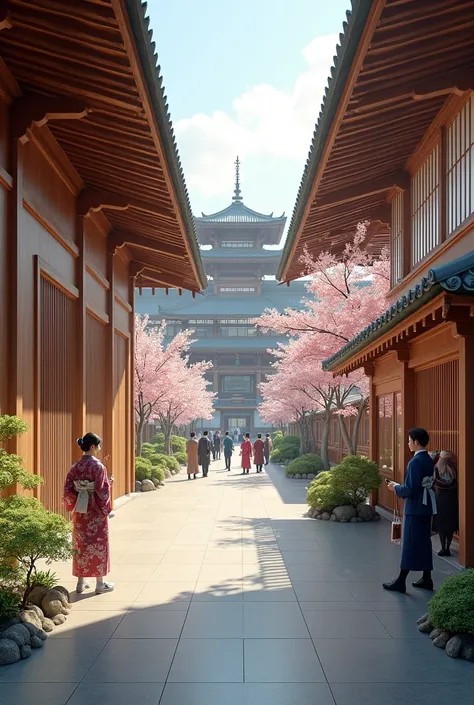 train station designed to represent Japan and this would involve addressing all aspects of Japan including the staff of the train station dressed in traditional Japanese clothes, foods, structure of the train station