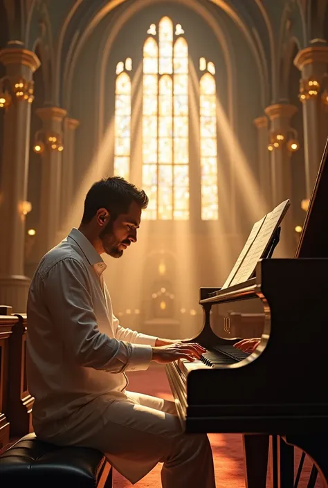 A painista playing for God in a church 