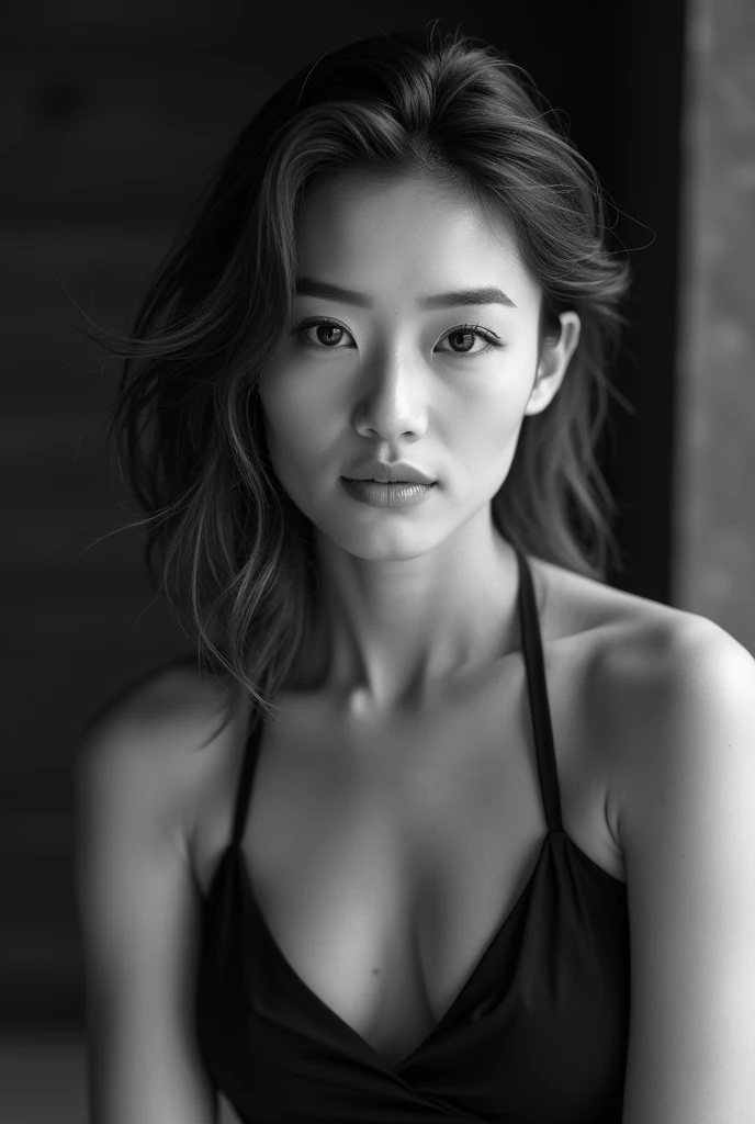 Photo portrait 8k, black and white beauty Thailand lady 