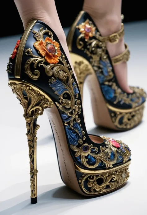 High Heels, close up, by Alexander McQueen.
(best quality, masterpiece), very aesthetic, perfect composition, intricate details, ultra-detailed, vivid colors