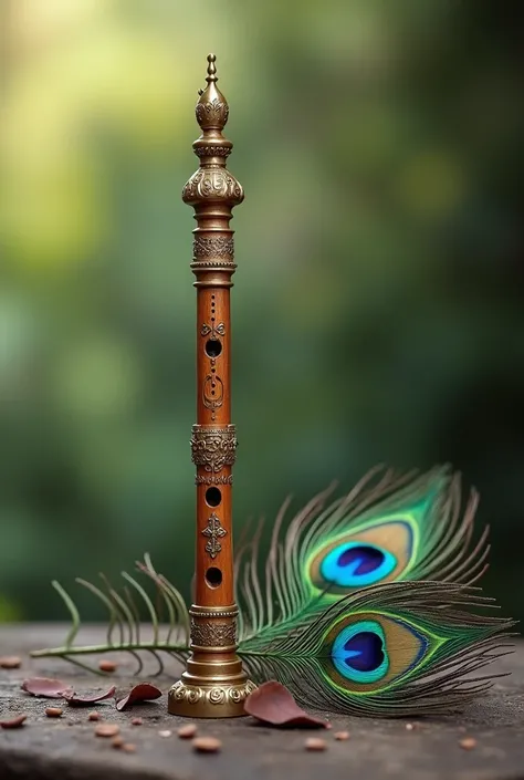 Indian flute generate with peacock feather png