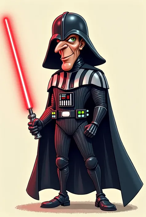 a cartoon of a man in a darth vader costume holding a light saber, caricature!!!, caricature style, caricature illustration, caricature, lucasfilm jesper ejsing, in cartoon style, by Melissa Benson, darth vader, by George Lucas, focus on darth vader, caric...