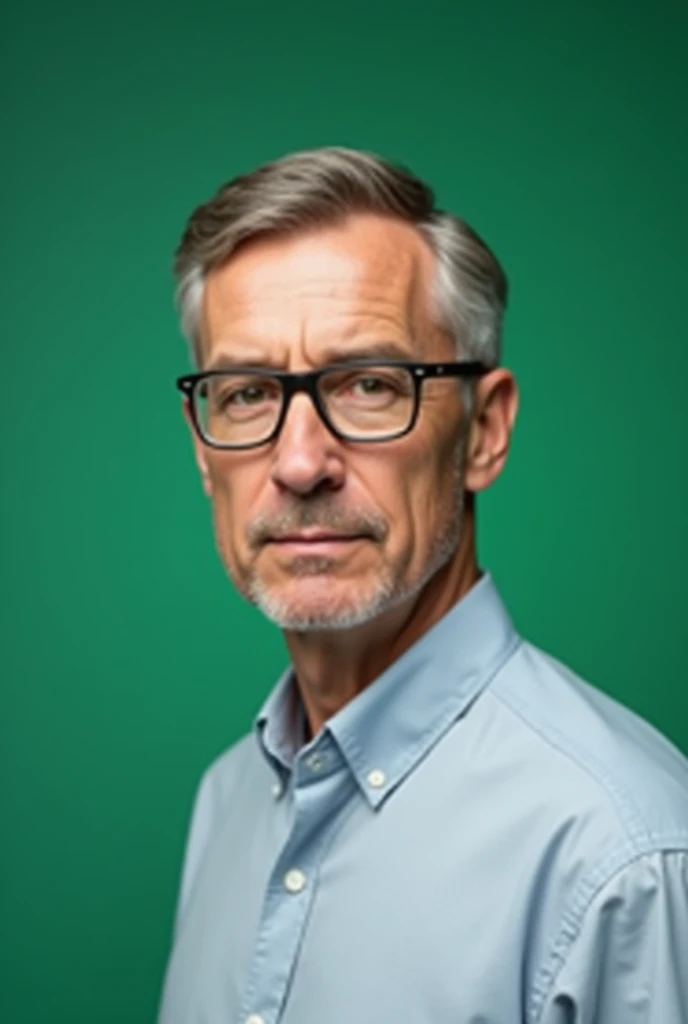 Scientist male with green background passport size photo straight face