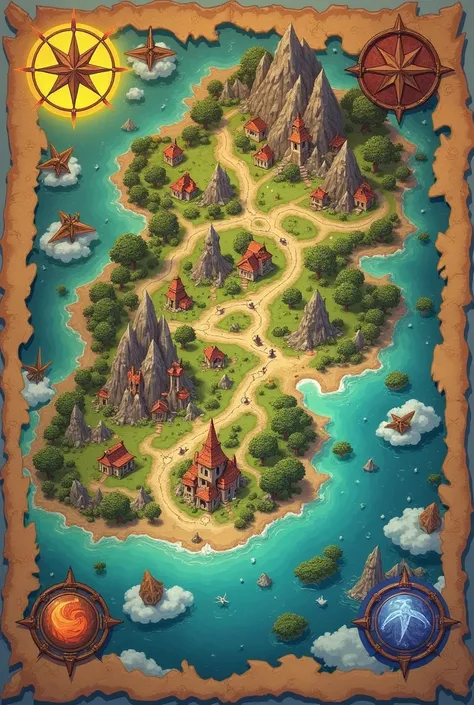 World map Map of Avernia Country Alvernia. 
villages: 
Sylvaria (nature village)
Aquarius (water village)
Union (mother village)
Terranova (earth village)
RiaShaki (desert village)
Pyronia (fire village)
Aetheria (wind village)
Nocturnia (night village)

 ...