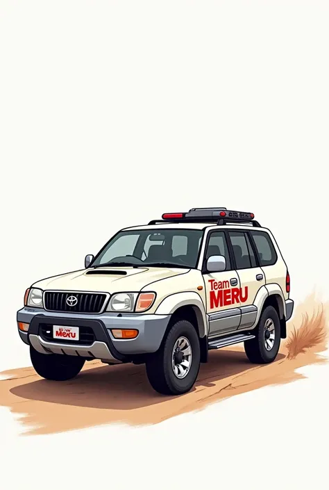 TOYOTA PRADO RZJ 90 YEAR 2000, CARICATURE STYLE IN TEAM MERU CCS LOGO 