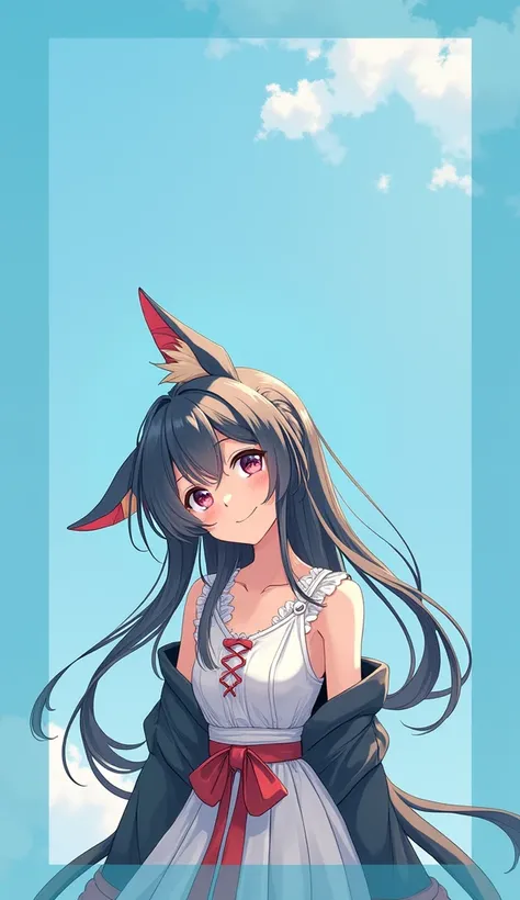 


anime long hair, Smile, Chest, Single, animal ears, 