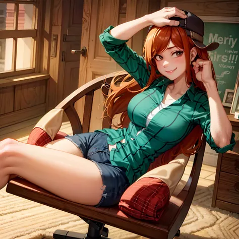 a wendy corduroy, wearing a large checkered shirt that hits my thighs and short shorts , beautiful smile and sexy look,she is lo...