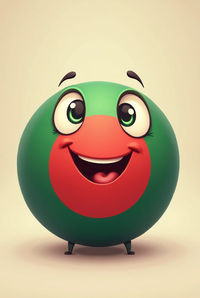 A smily Bangladesh flag ball with two eye and one mouth 